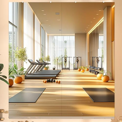 Hasipu Home Gym Mirror, 95"x40" Each, 2-Pack Frameless Wall Mounted Mirrors with Glass Clamps & 2 Aluminum Rail, Large Body Mirror for Home Gym, Yoga Studio, Bedroom, Silver Tempered Glass - size: 95"x40" - 2PCS