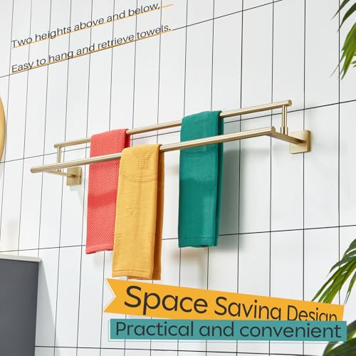 KOKOSIRI Bath Towel Bars 36-Inch Double Towel Rails Overlength Bathroom Racks for Cabinet Kitchen Brushed Gold Stainless Steel B5009BG-L36 - color: Brushed Gold, size: 36-Inch