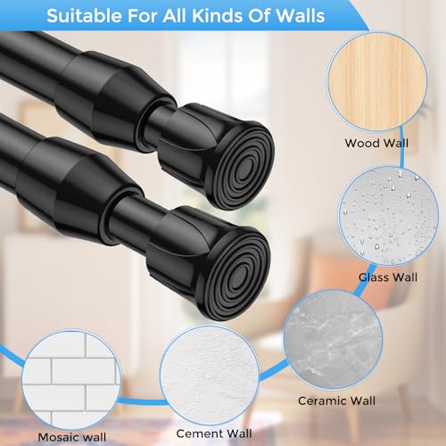 2 Pack Spring Tension Curtain Rod 17 to 28 Inch, DIY Small Curtain Rods No Drill for Window Cupboard Closet Kitchen Cabinets, Black - color: Black, size: 17" to 28"-2Pcs