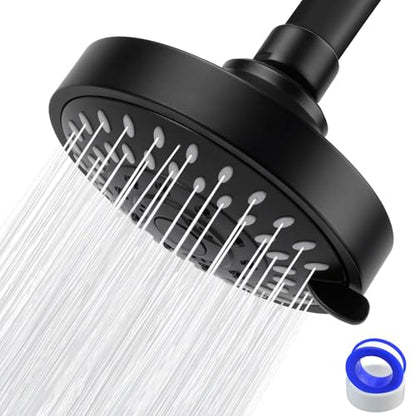 High Pressure Shower Head - 5 Spray Modes Powerful Pressure Boosting Showerhead For Bathroom - High Flow Fixed Showerheads (Matte Black) - color: Midnight Black Matte