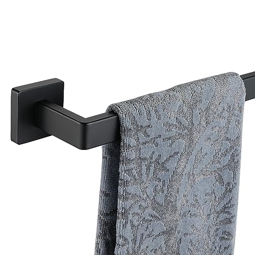 JQK Black Towel Bar, Rounded Edges 18.41 Inch Towel Rack, 304 Stainless Steel Bathroom Wall Mount, Useable Length 16 Inch, TB250L16-PB - color: Matte Black, size: 16.41 Inch