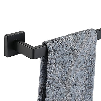 JQK Black Towel Bar, Rounded Edges 18.41 Inch Towel Rack, 304 Stainless Steel Bathroom Wall Mount, Useable Length 16 Inch, TB250L16-PB - color: Matte Black, size: 16.41 Inch