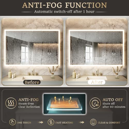 48x32 Lighted Medicine Cabinet, Separate Front & Back Lights | Surface/Recessed LED Medicine Cabinet for Bathroom with Side Mirrors, Dimmable Light, Anti-Fog, Memory,Silver Aluminum Frame - size: 48" x 32"