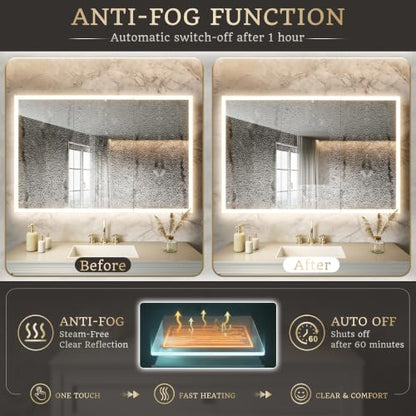 48x32 Lighted Medicine Cabinet, Separate Front & Back Lights | Surface/Recessed LED Medicine Cabinet for Bathroom with Side Mirrors, Dimmable Light, Anti-Fog, Memory,Silver Aluminum Frame - size: 48" x 32"