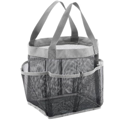 Lifewit Mesh Shower Caddy Portable for College Dorm Room Essentials with 7 Pockets, Freestanding Hanging Organizer Basket, Quick Dry Tote Bag for Camping, Bathroom, Beach, Travel, 1 Pack, Grey | 2 Handles, Freestanding, Quick Dry Tote Bag, 7 Pockets, for