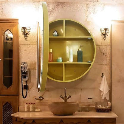 Round Medicine Cabinet with Light,3 Color Temperature,Dimmer,Defogger,32inch,Gold - color: Gold, size: 32inch