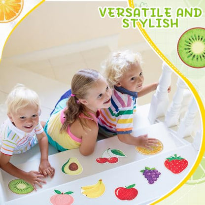 Fullhawl 30 Pcs Fruit Non Slip Bathtub Stickers Colorful Fruit Anti Slip Shower Stickers Shower Floor Nonslip Sticker Applique Adhesive Decals Treads with Scraper for Bathtub Bathroom Floor - style: Fruit