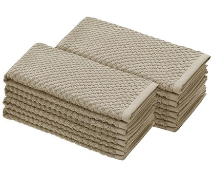 COTTON CRAFT Amazing Kitchen Towels - 8 Pack 100% Cotton Waffle Terry Towel | Beige - 16x28 inch Euro Café Waffle Weave Dish Towels - Soft Absorbent Quick Dry Low Lint Reusable Pantry Bar Cleaning Cloth - color: Beige, size: 8 Pack