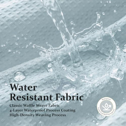 Stall Waffle Shower Curtain 256 GSM Heavy Fabric 60x72 Fog Blue | 60 Inch Wide, Thick Cloth, Weighted Hem, Water Repellent, Hotel Luxury Polyester Shower Curtain Set for Bathroom 10 Hooks - color: Fog Blue, size: 60"W x 72"L (Pack of 1)