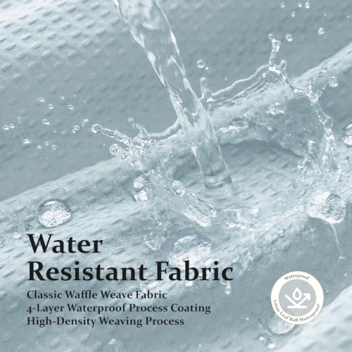 Stall Waffle Shower Curtain 256 GSM Heavy Fabric 60x84 Fog Blue | 60 x 84 Inch Long, Thick Cloth, Weighted Hem, Water Repellent, Hotel Luxury Polyester Shower Curtain Set for Bathroom 10 Hook - color: Fog Blue, size: 60"W x 84"L (Pack of 1)