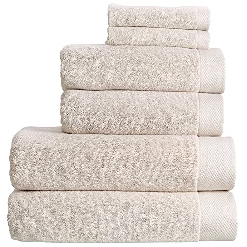Christy Luxe 6 Piece Towel Set | French Gray | Luxe Heavyweight 100% Turkish Cotton | Ultra Soft | Super Absorbent | 730GSM | 2 Bath Towels 2 Hand Towel 2 Face Cloths - color: French Gray, size: 2 Bath, 2 Hand and 2 Face Towels
