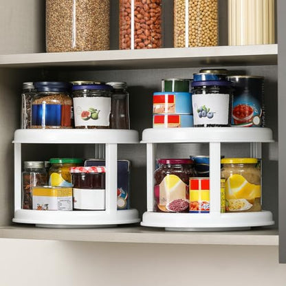 2 Tier 10" Turntable Lazy Susan Spice Organizer - Rotating Seasoning Rack for Pantry Cabinet Kitchen Countertop, Table Top Organizing - Multiuse Two Tier Rotating Organization Rack Spinner - size: 10 inch - 2 Tier - 1 Pack