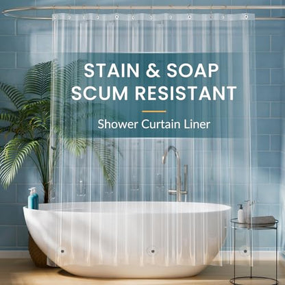 Titanker Clear Shower Curtain Liner, Plastic Shower Liner PEVA 72 x 72 Lightweight Waterproof Shower Curtains for Bathroom with Magnets and Rustproof Grommets - color: Clear, size: 72"W x 72"L (Pack of 1)