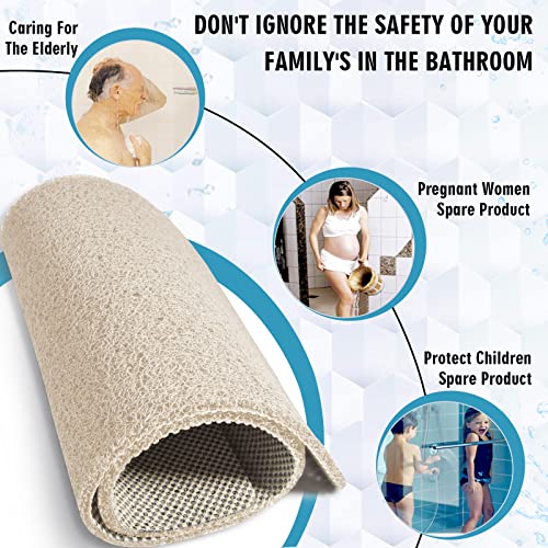 godehone Shower Mats Non Slip Without Suction Cups, PVC Loofah Bathroom Mats, Loofah Mats for Shower and Bathroom, Quick Drying, 23.6× 47.2 Inch, Beige - color: Beige, size: 47.2" x 23.6" (Rectangular)