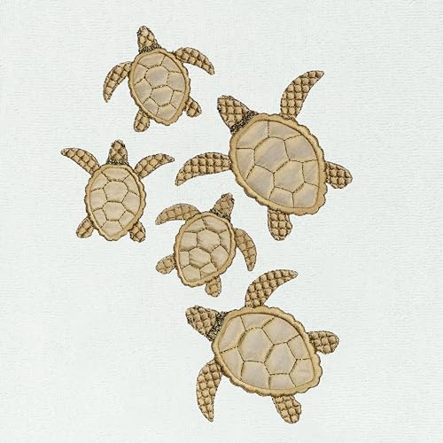 Jewel 4-Piece Premium Towel Set, Embroidered Turtles, Plush Turkish Cotton, Durable & Quick Dry, Elegant Beach Style, 2 Bath 2 Hand Towels, Aqua - color: Aqua, size: 2 Pcs Bath 2 Pcs Hand Towel