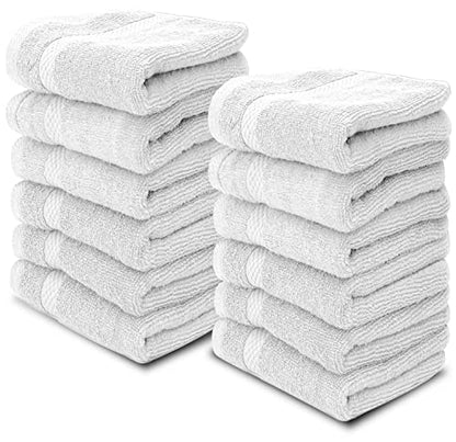 White Classic Luxury Cotton Washcloths 13x13 Inch - 650 GSM Turkish Cotton | Hotel, Spa, Bathroom Face Towel | 12 Pack, Silver - color: 05: Silver
