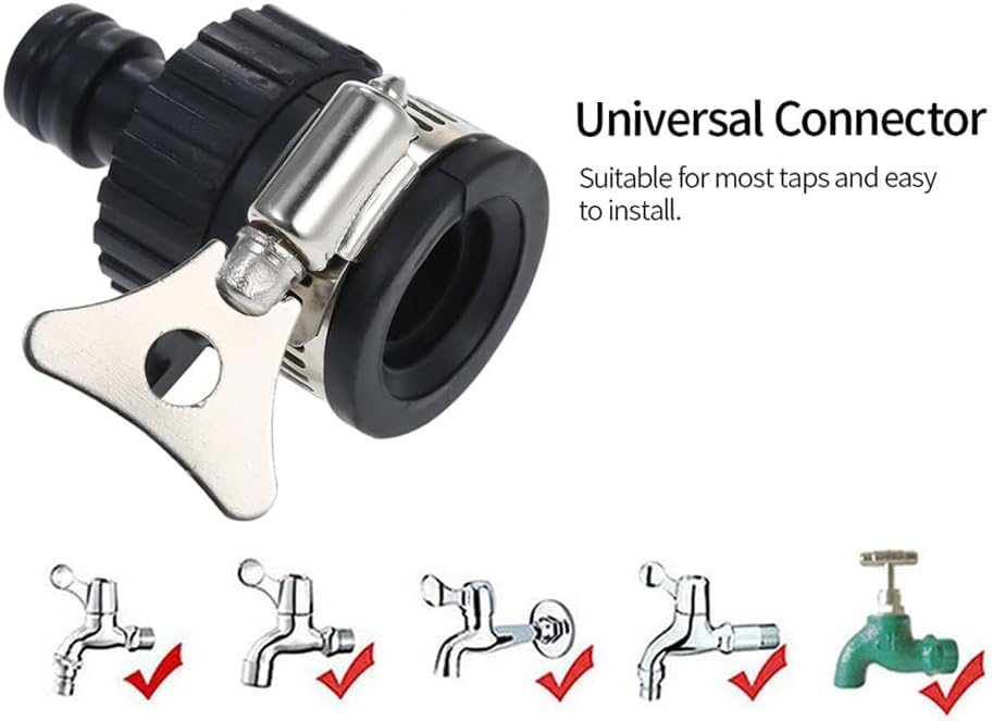 1 Set Black Universal Water Quick Faucet Adapter Tap Connection Garden Hose Pipe Fitting, Garden Hose Parts and Connectors, Hose Connectors and Accessories