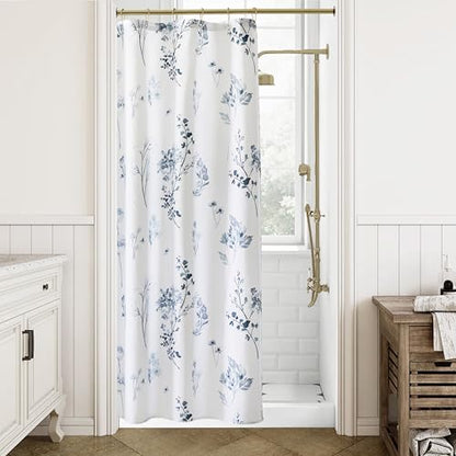Lino Rosa Navy Blue Small Stall Shower Curtain,Waterproof Fabric Dark Blue and White Nautical Theme Ocean Shower Curtains for Bathroom Set with Hooks 36X72 - color: Blue, size: 36"W x 72"L (Pack of 1)