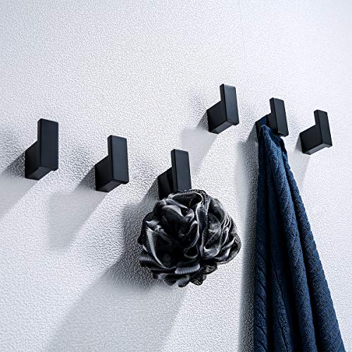 RANDOM Matte Black Towel Hooks for Bathrooms Kitchen Black Hooks for Hanging 2 Pack SUS 304 Stainless Steel Wall Hooks Modern Bathroom Hardware Accessories Coat Robe Hook Wall Mounted.96009-8MB - color: Single Hook-Matte Black