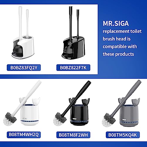 MR.SIGA Premium Toilet Bowl Brush Replacement Head, 2 Pack | Scratch free toilet brush head, safe for porcelain toilet