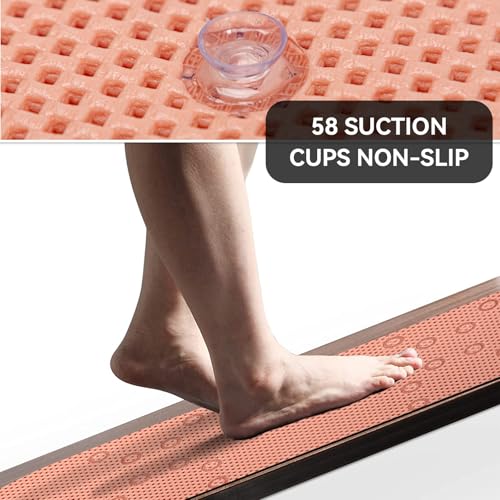 Bathtub Mat Non Slip, Soft Foam Bath Mat for Tub, Bathtub Mat with Drain Holes, Suction Cups Shower Mat (Orange, 36''X17'') - color: Orange