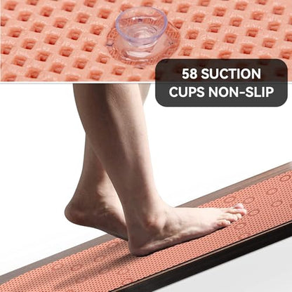 Bathtub Mat Non Slip, Soft Foam Bath Mat for Tub, Bathtub Mat with Drain Holes, Suction Cups Shower Mat (Orange, 36''X17'') - color: Orange