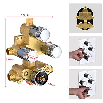Rain Shower System,12 Inch Wall Mounted Rain Shower Head with Body Jets and Handheld Shower, Push Button Thermostatic Shower Faucet Set, Can Use all Options at a Time, Polished chrome - color: Polished Chrome, style: 12inch+4 body jets