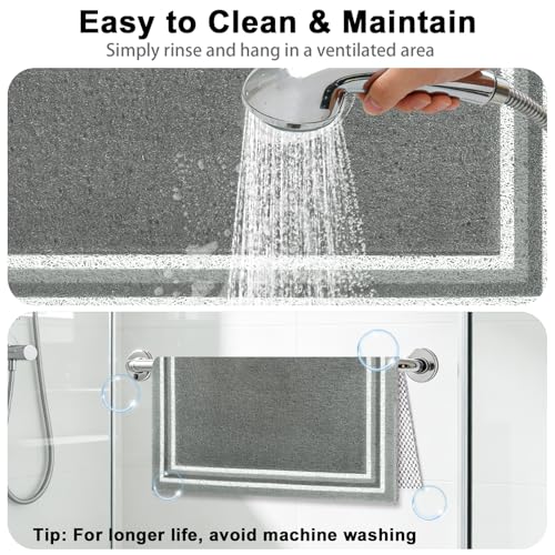 Non Slip Shower Bathtub Mat:36x16 Inch Bathtub Mat Non Slip with Drain, Soft Loofah Shower Mats for Inside Shower, Anti Slip Shower Mat - color: Dark Gray, size: 36" x 16" (Rectangular)