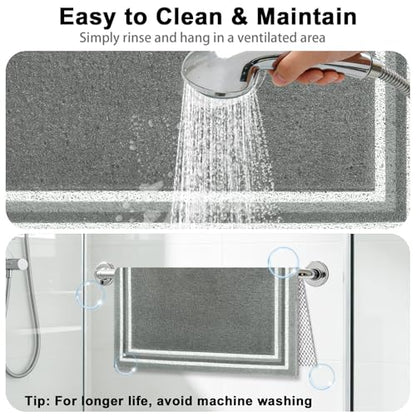Non Slip Shower Bathtub Mat:36x16 Inch Bathtub Mat Non Slip with Drain, Soft Loofah Shower Mats for Inside Shower, Anti Slip Shower Mat - color: Dark Gray, size: 36" x 16" (Rectangular)