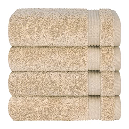 Cotton Paradise 100% Cotton Turkish Towel Set, Soft Absorbent Quick Dry, 4 Piece Hand Towel Set, Beige - color: Beige, size: 16"x28"