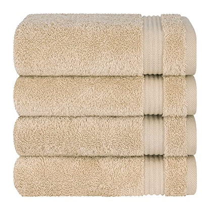 Cotton Paradise 100% Cotton Turkish Towel Set, Soft Absorbent Quick Dry, 4 Piece Hand Towel Set, Beige - color: Beige, size: 16"x28"