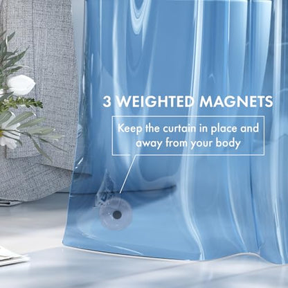 AmazerBath Shower Curtain Liner, 72x72 Transparent Blue Shower Liner, Lightweight Plastic Shower Curtain Liners, Cute Waterproof Shower Liner for Bathroom with 3 Magnets and 12 Grommet Holes - color: Clear Atlantic, size: 72"W x 72"L (Pack of 1)