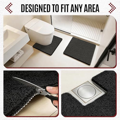 24 * 24in Shower Mat Bathtub Mat Non Slip | Bathmats Non Slip, Quick Drying Foot Scrubber Loofah Mats for Inside Shower, Tub, Bathroom, Home, Black - color: Black, size: 24" x 24" (Square)