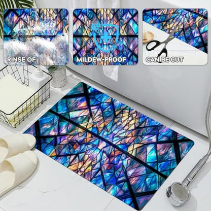 Bathroom Runner Mat Rugs Long,Cupcake Blue Pattern Diatomite Stone Bath Mat Large Absorbent Diatomaceous Non Slip Fast Dry Bathroom Rugs 16x42in - color: Design11