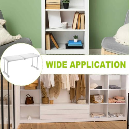 HARFINGTON Expandable Cabinet Tension Shelf 18.5" to 26.77" Adjustable Cabinet Organizer 32" x 9.45" Flower Pattern Table Storage Rack for Wardrobe Cupboard Kitchen Bedroom - size: 47cm to 68cm