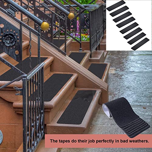 Wild Tribe Pack of 8 Non-Slip Safety Step Tapes Wood Stair Treads Floor Track Sticker 80 Grit for Skateboard & Outdoor & Staircase, Black (6"x24", Black)