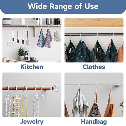Titanker Shower Curtain Hooks Rings, Rust Resistant Metal Double Glide Shower Hooks for Bathroom Shower Rods Curtains, Set of 12 Hooks - White - color: White, style: Modern