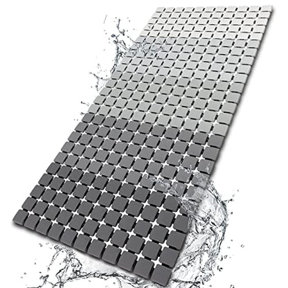 BEMISO Shower Mat Non Slip Bathtub Mat 33.4 x 15.7 Inch Large Size | Suction Cups,Drain Holes,Easy Dry,Easy to Cut - color: Gradient Grey, size: 33.4 x 15.7 inches