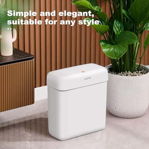 JOYBOS 2 Pack Bathroom Trash Can with Lid, 3 Gal/12 L & 2.7 Gal/10L Garbage Can with Pop-Up Lid,Small Spaces Plastic Trash Can, Slim Trash Bin Waste Basket for Bathroom,Rv, Office, White - size: 2 Pack (3 Gallon + 2.7 Gallon)