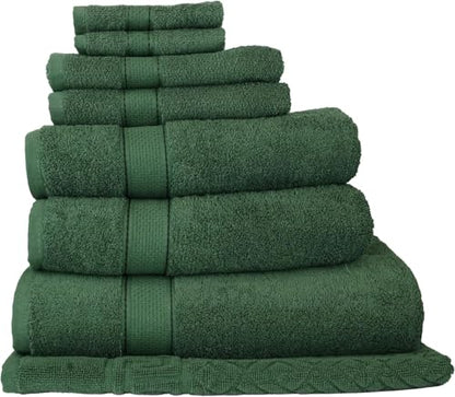 ELITE Emporium Home Collection 8-Piece Cotton Bath Towel Set - Ultra Soft, 550 GSM, Quick-Dry - Bath Sheet, Bath Towels, Hand Towels, Washcloths, Bath Mat - Luxury Bathroom Towel Set (Hunter Green) - color: Hunter Green