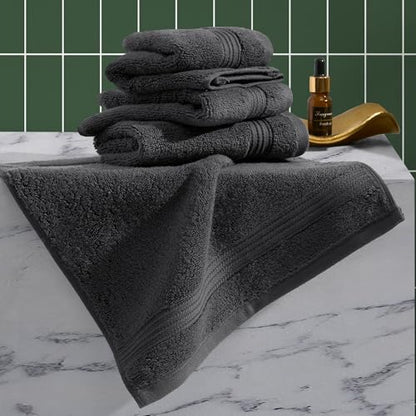 Ted Baker 4-Pack Cotton Washcloth Set Soft Highly Absorbent 13x13 Dark Grey - color: Grey, size: Washcloth Set - 4 Piece