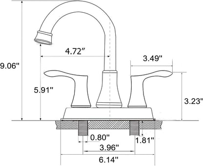 Lead-Free Antique 2 Handle Bathroom Sink Faucet, 360° Swivel High-Arc Spout 4-Inch Centerset Lavatory Vanity Faucets Set with Drain & Water Hoses, Oil Rubbed Bronze