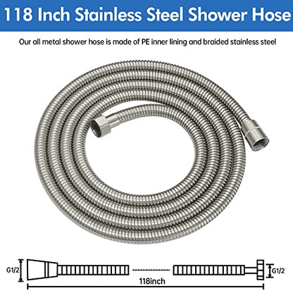 RUMOSE 118 inches Extra Long Shower Hose, Nickel | Shower Head Extension Hose, Attachment Flexible Handheld Shower Sprayer Hose, Stainless Steel Shower Tube - color: Nickel, size: 118"