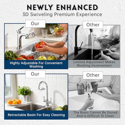 2 PCS 1080° Swivel Faucet Extender, 1440° Rotatable Faucet Extension | 2 Mode Adjustable Rotating Universal Sink Faucet for Kitchen Bathroom Sink Silver