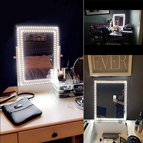 13ft/4M Led Vanity Mirror Lights Kit Bendable NO Need to Cut Vanity Make-up Mirror Cloakroom Adjustable Flexible Strip Light Table Set with Dimmer and Power Supply - color: White-Base model