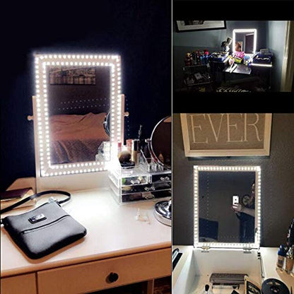 13ft/4M Led Vanity Mirror Lights Kit Bendable NO Need to Cut Vanity Make-up Mirror Cloakroom Adjustable Flexible Strip Light Table Set with Dimmer and Power Supply - color: White-Base model