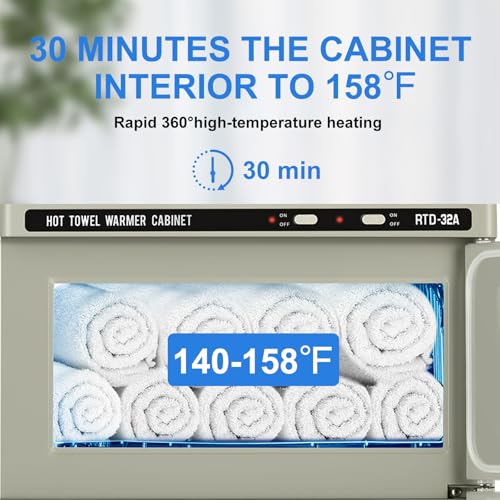 32L Hot Cabinet, Hot Towel Warmer Cabinet, 2in1 Professional Double Towel Heater Machine for Facial Spa, Massage, Hair Salon, Barber, Estheticians, Beauty Salon