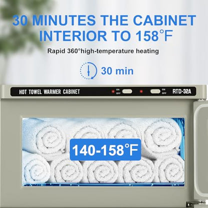 32L Hot Cabinet, Hot Towel Warmer Cabinet, 2in1 Professional Double Towel Heater Machine for Facial Spa, Massage, Hair Salon, Barber, Estheticians, Beauty Salon