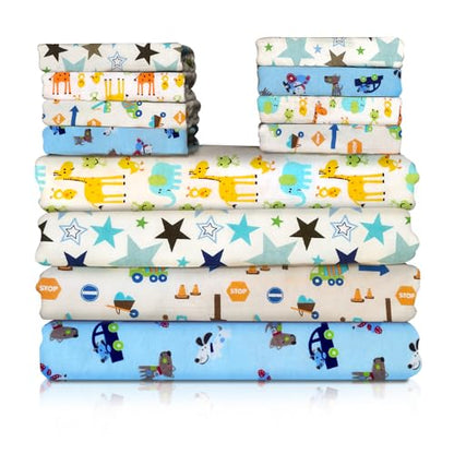 Receiving Blanket for Baby – 4 Pack – 30 inch x 30 inch – 100% Flannel Cotton - Mixed Patterned Designs – Includes Infant Washcloth 30 Pack - color: Mixed Patterned