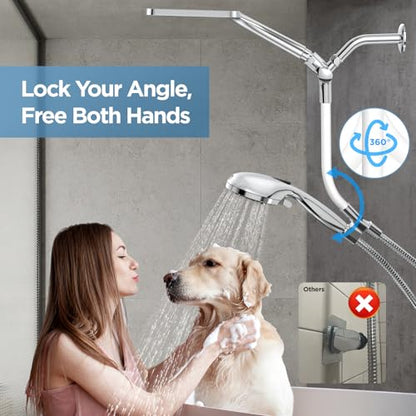 Dual Handheld Shower Head Combo, 2-in-1 Rain Shower Heads System Wide Rainfall Shower Head and 10 Modes High Pressure Hand Held Showerhead with Built-in Power Wash - Chrome - color: Chrome, size: 10 Inch Standard